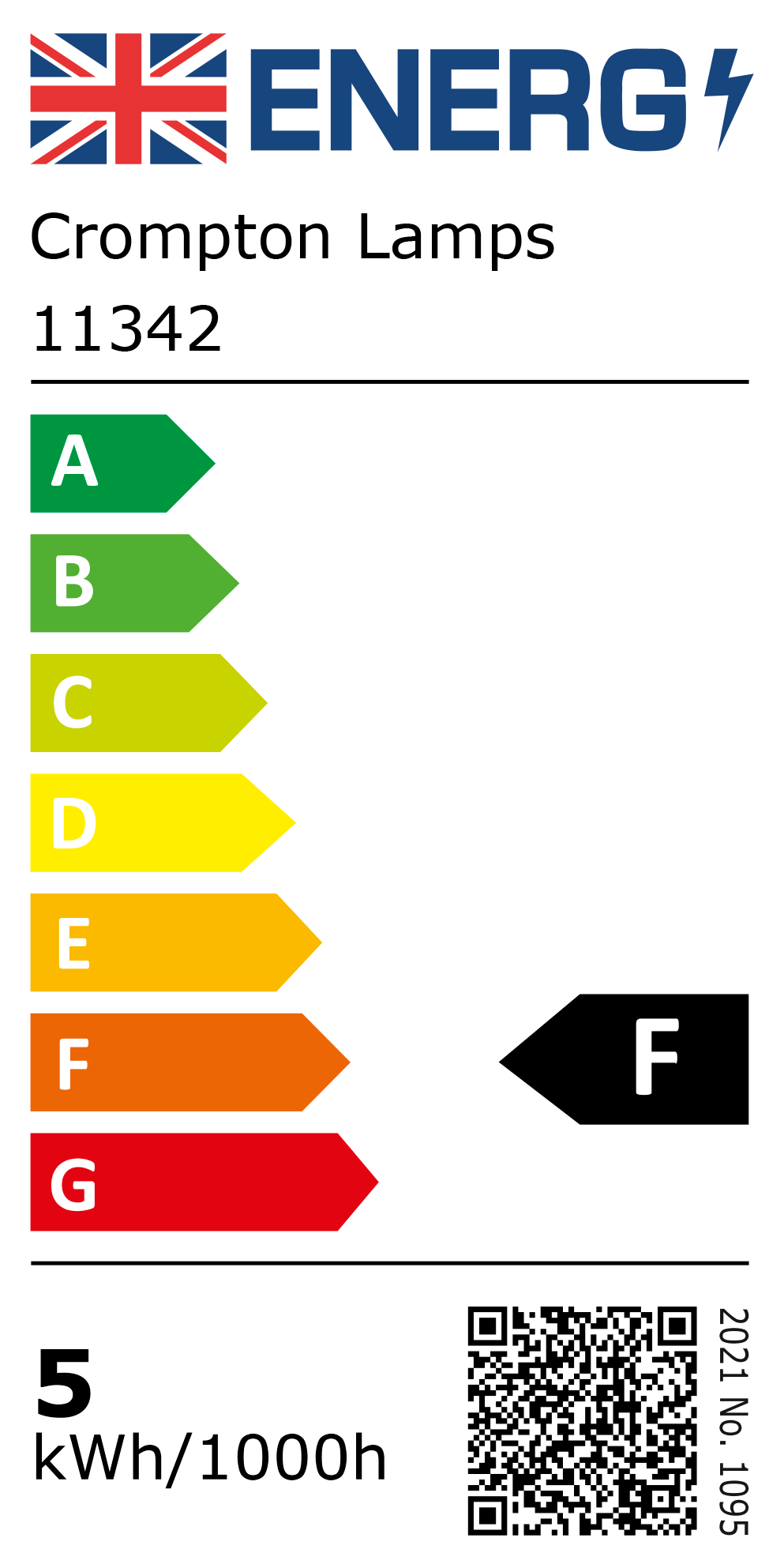 New 2021 Energy Rating Label: Stock Code 11342