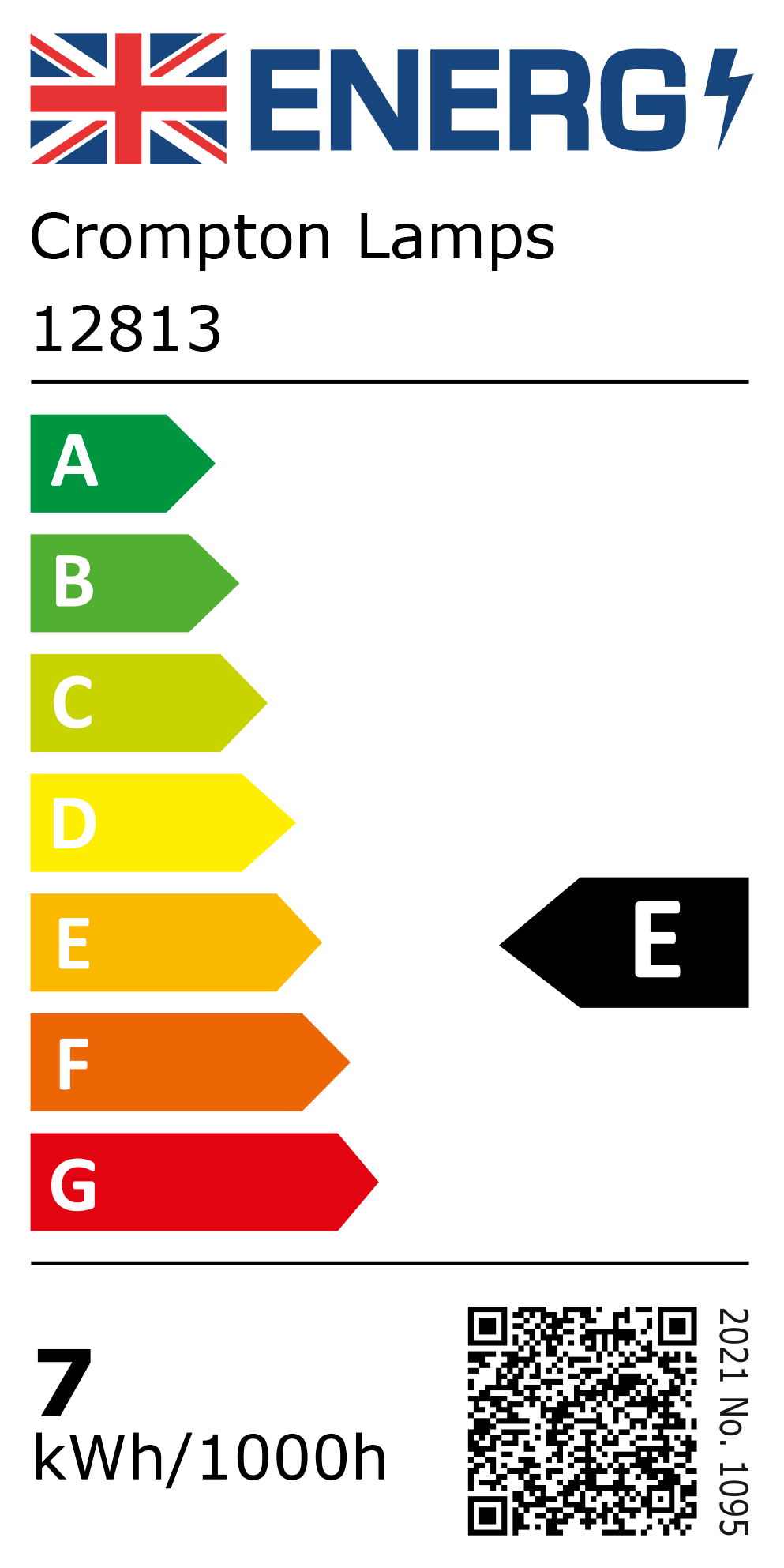 New 2021 Energy Rating Label: Stock Code 12813