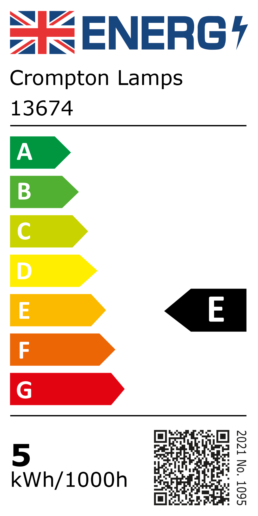 New 2021 Energy Rating Label: Stock Code 13674