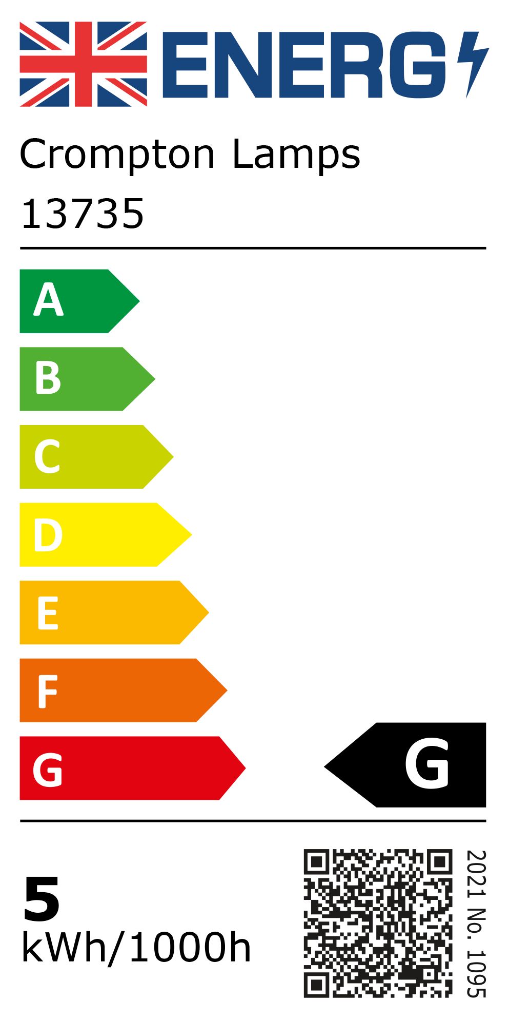 New 2021 Energy Rating Label: Stock Code 13735