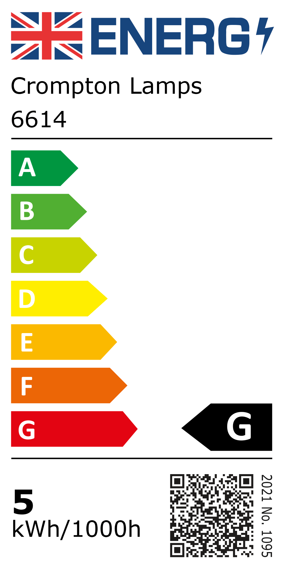 New 2021 Energy Rating Label: Stock Code 6614