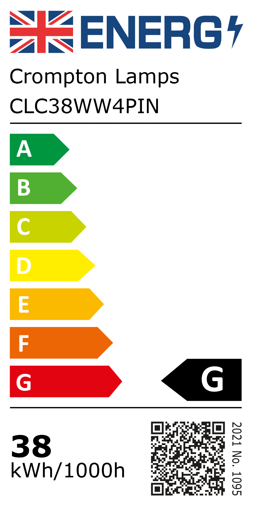 New 2021 Energy Rating Label: Stock Code CLC38WW4PIN