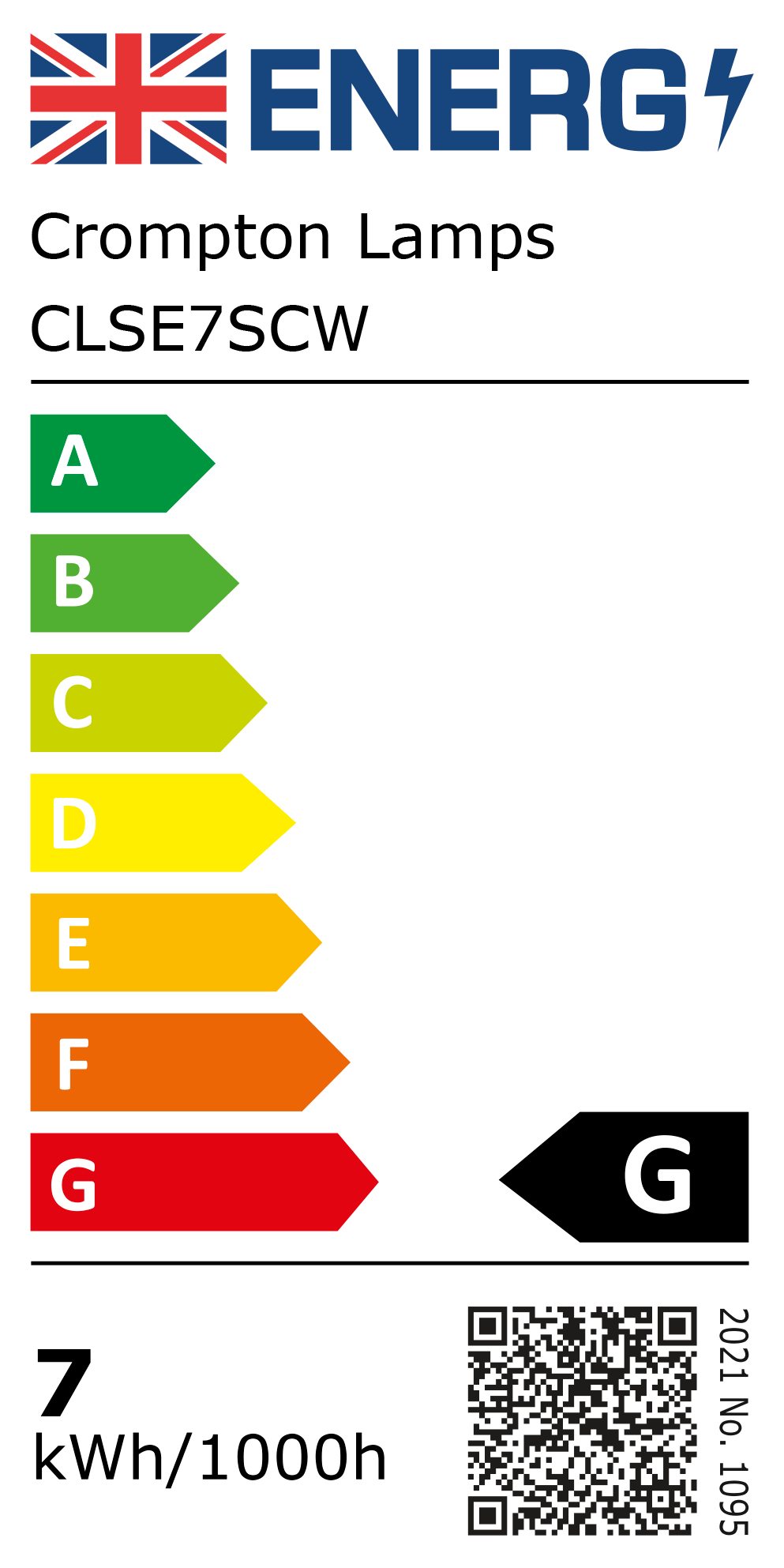 New 2021 Energy Rating Label: Stock Code CLSE7SCW