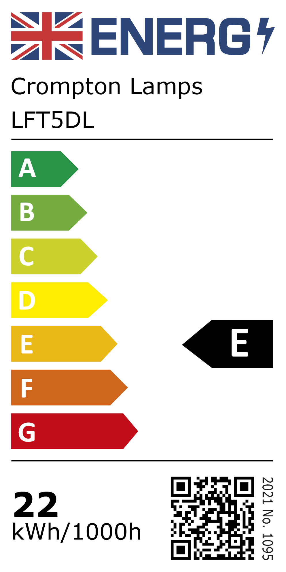 New 2021 Energy Rating Label: Stock Code LFT5DL