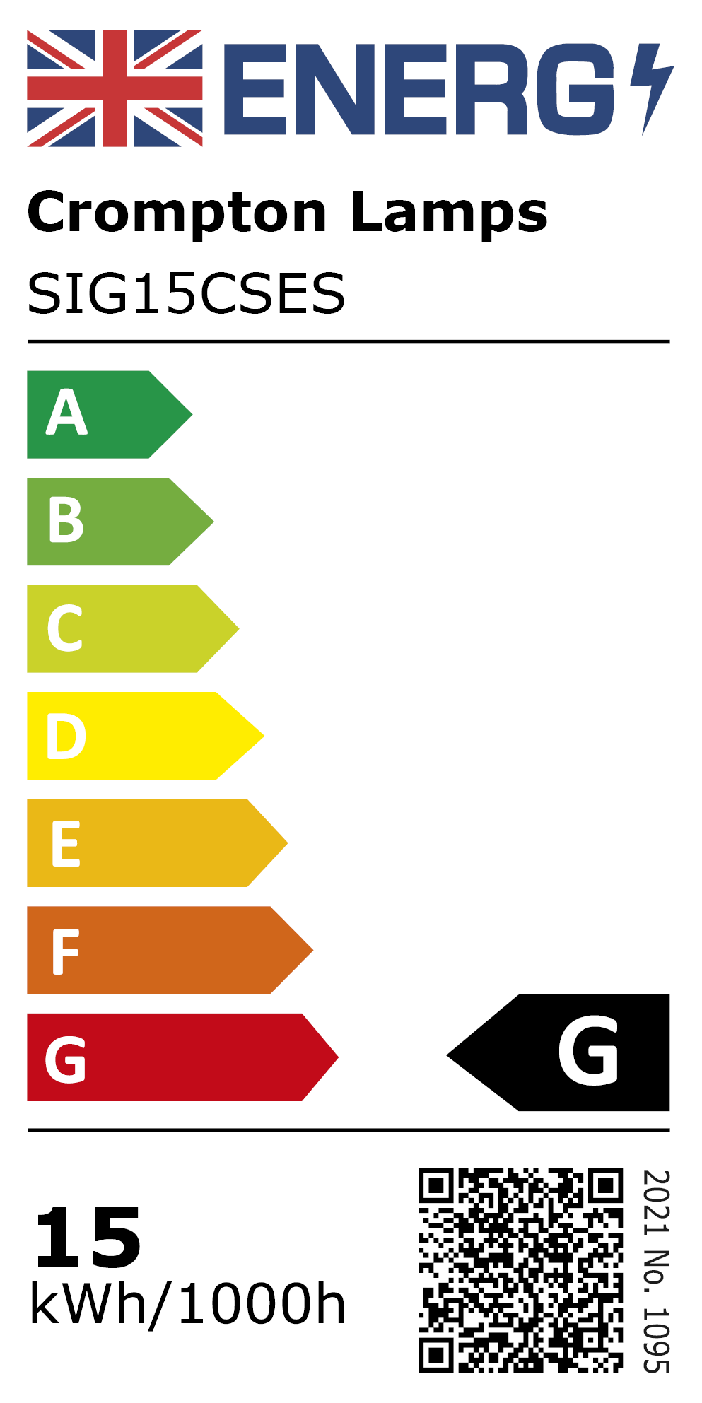 New 2021 Energy Rating Label: Stock Code SIG15CSES