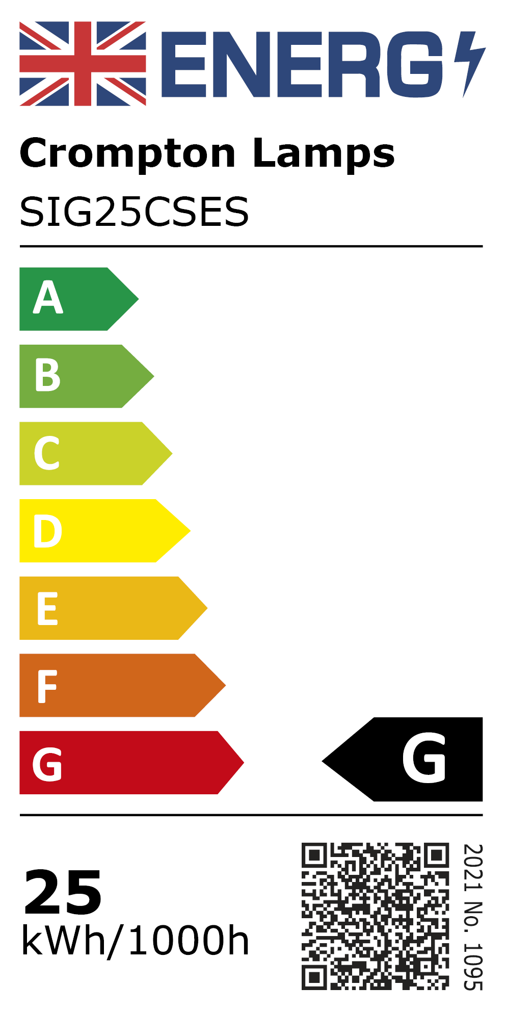 New 2021 Energy Rating Label: Stock Code SIG25CSES