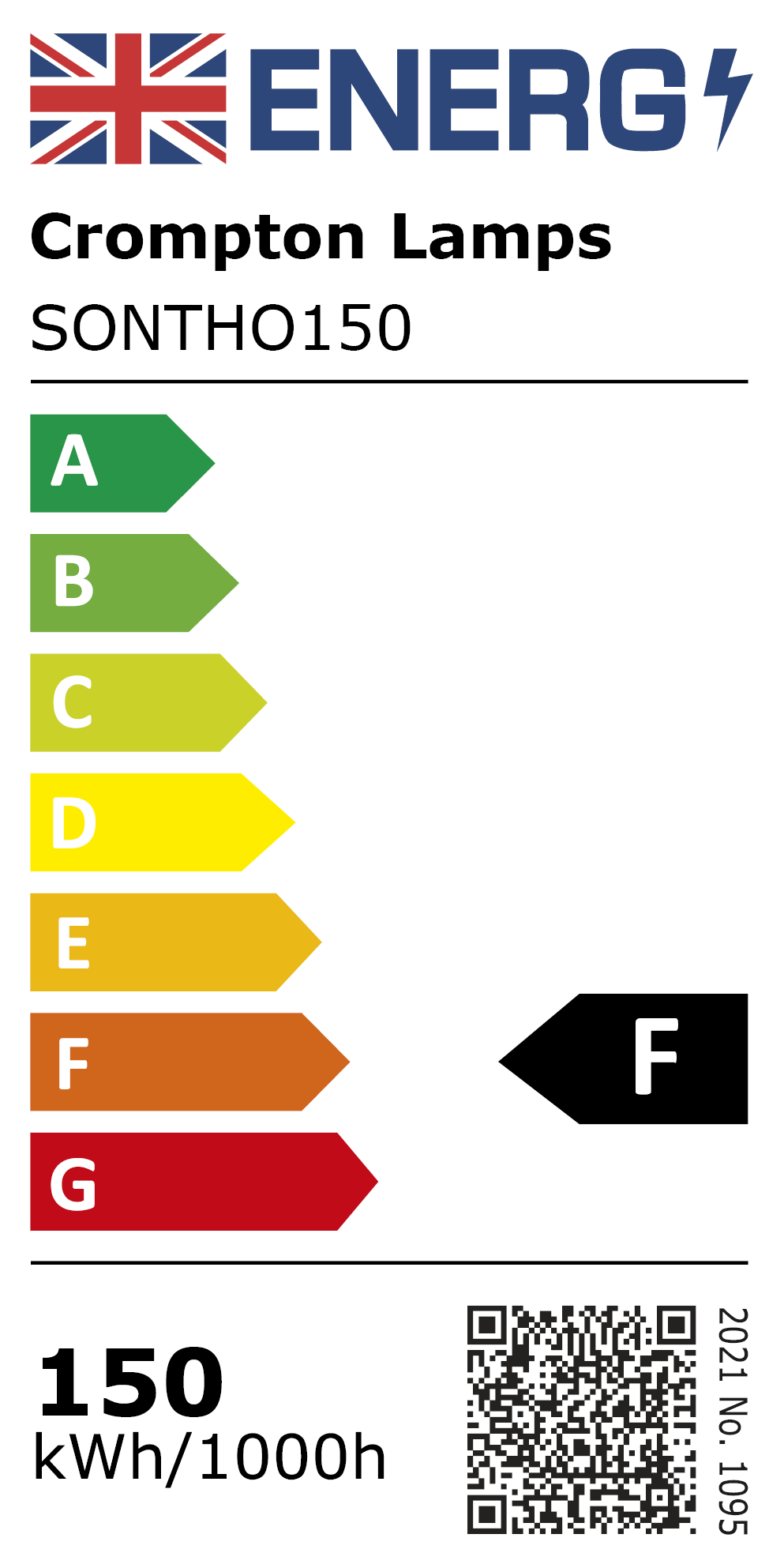 New 2021 Energy Rating Label: Stock Code SONTHO150